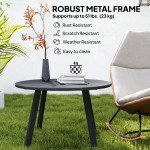 70cm Round Black Coffee Table with Foot Pads