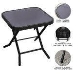 Black Folding Bistro Coffee Table for Patio or Garden