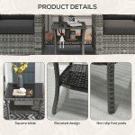 Grey PE Rattan Two-Tier Coffee Table