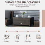Outsunny Rattan Side Table with Glass Top