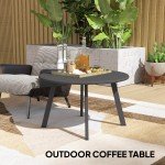 70cm Round Black Coffee Table with Foot Pads