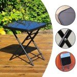 Black Folding Bistro Coffee Table for Patio or Garden