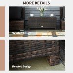 Outsunny Rattan Side Table with Glass Top