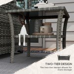 Grey PE Rattan Two-Tier Coffee Table