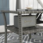 Grey PE Rattan Two-Tier Coffee Table