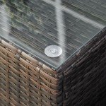 Outsunny Rattan Side Table with Glass Top