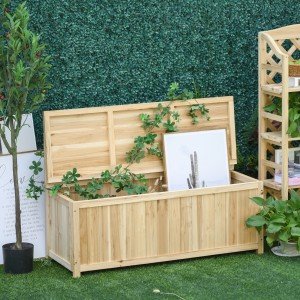 Wooden Garden Bench with Storage Box - 115L