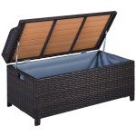 Mixed Brown Rattan Outdoor Storage Bench