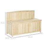 Wooden Garden Bench with Storage Box - 115L