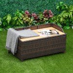 Mixed Brown Rattan Outdoor Storage Bench