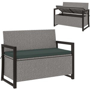 Outsunny Rattan Garden Storage Bench with Inner Bag