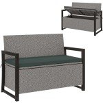 Outsunny Rattan Garden Storage Bench with Inner Bag