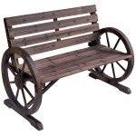 Outsunny Wooden Garden Bench with Wagon Wheel Design