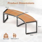 Curved Acacia Wood Firepit Bench with Metal Frame