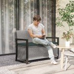 Outsunny Rattan Garden Storage Bench with Inner Bag