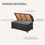 Mixed Brown Rattan Outdoor Storage Bench