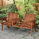 Antique Wooden 2-Seater Garden Bench Loveseat