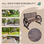 Outsunny Wooden Garden Bench with Wagon Wheel Design