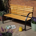 Curved Wooden Garden Bench for Two with Metal Frame