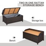 Mixed Brown Rattan Outdoor Storage Bench
