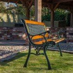 2-Seater Wooden Cast Iron Garden Patio Bench