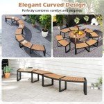 Curved Acacia Wood Firepit Bench with Metal Frame