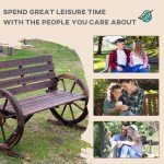 Outsunny Wooden Garden Bench with Wagon Wheel Design