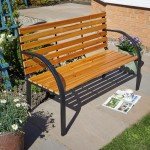 Curved Wooden Garden Bench for Two with Metal Frame