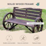 Outsunny Wooden Garden Bench with Wagon Wheel Design