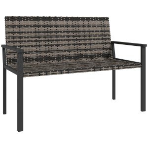 Rattan Garden Loveseat Bench with Quick-Dry Cushion