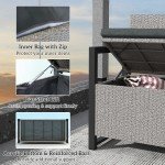 Outsunny Rattan Garden Storage Bench with Inner Bag