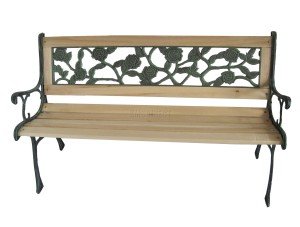 Birchtree 3-Seater Wooden Garden Bench with Cast Iron Legs