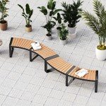 Curved Acacia Wood Firepit Bench with Metal Frame