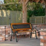 2-Seater Wooden Cast Iron Garden Patio Bench