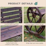Outsunny Wooden Garden Bench with Wagon Wheel Design