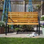 Curved Wooden Garden Bench for Two with Metal Frame