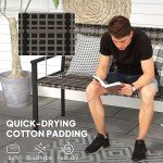 Rattan Garden Loveseat Bench with Quick-Dry Cushion