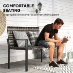 Rattan Garden Loveseat Bench with Quick-Dry Cushion