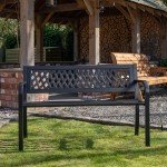 Keswick Modern Metal Garden Patio Bench for Two