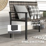 Rattan Garden Loveseat Bench with Quick-Dry Cushion