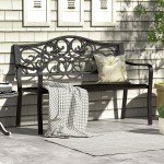 Black 127CM Outdoor Garden Bench with Armrests