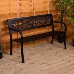 3-Seater Steel Garden Bench in Rose Style
