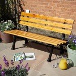 Metal Frame Garden Bench with Wooden Seats for 2