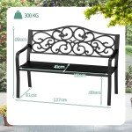 Black 127CM Outdoor Garden Bench with Armrests