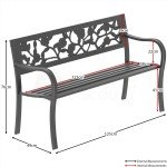3-Seater Steel Garden Bench in Rose Style