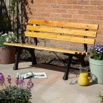 Metal Frame Garden Bench with Wooden Seats for 2