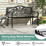 Black 127CM Outdoor Garden Bench with Armrests