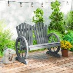 Garden Bench Loveseat with Wheel-Shaped Armrests