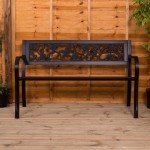 3-Seater Steel Garden Bench in Rose Style