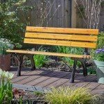 Metal Frame Garden Bench with Wooden Seats for 2